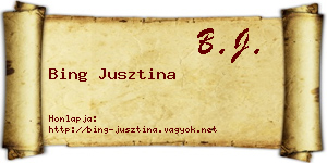 Bing Jusztina névjegykártya